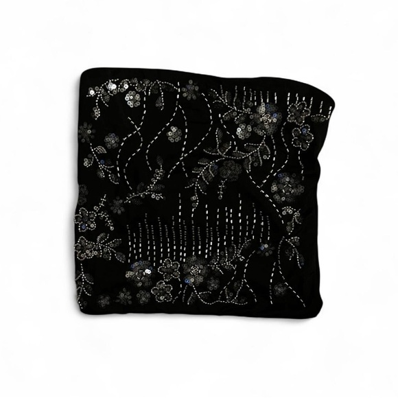 Faded Rose Black sequin tube top with beaded floral design nye in size small New - Picture 5 of 8